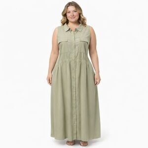 New Ava & Viv Utility Dress Pale Green Spring Summer 2X  Long XXL New with tags